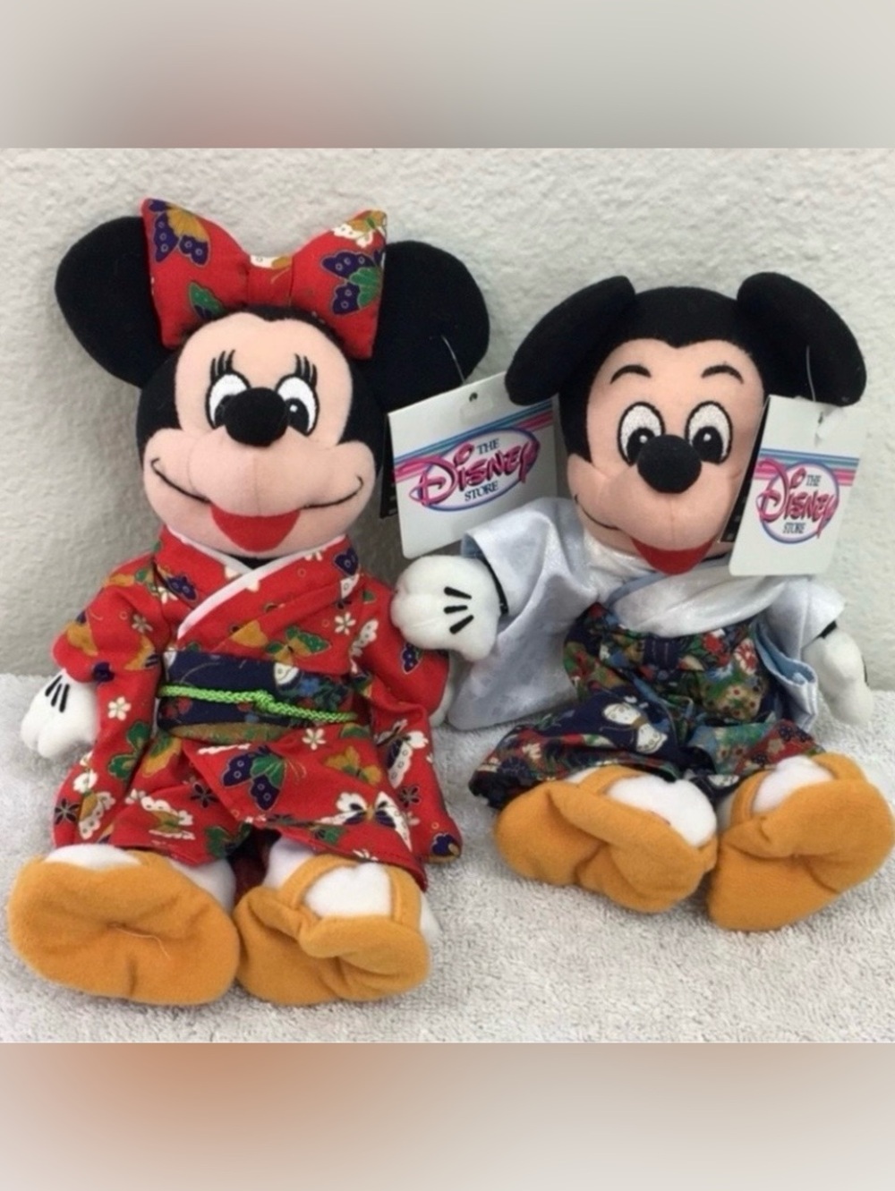 NWT New Vintage The Disney Store Mickey Minnie Japan Kimono 9” 10” Plush Retro